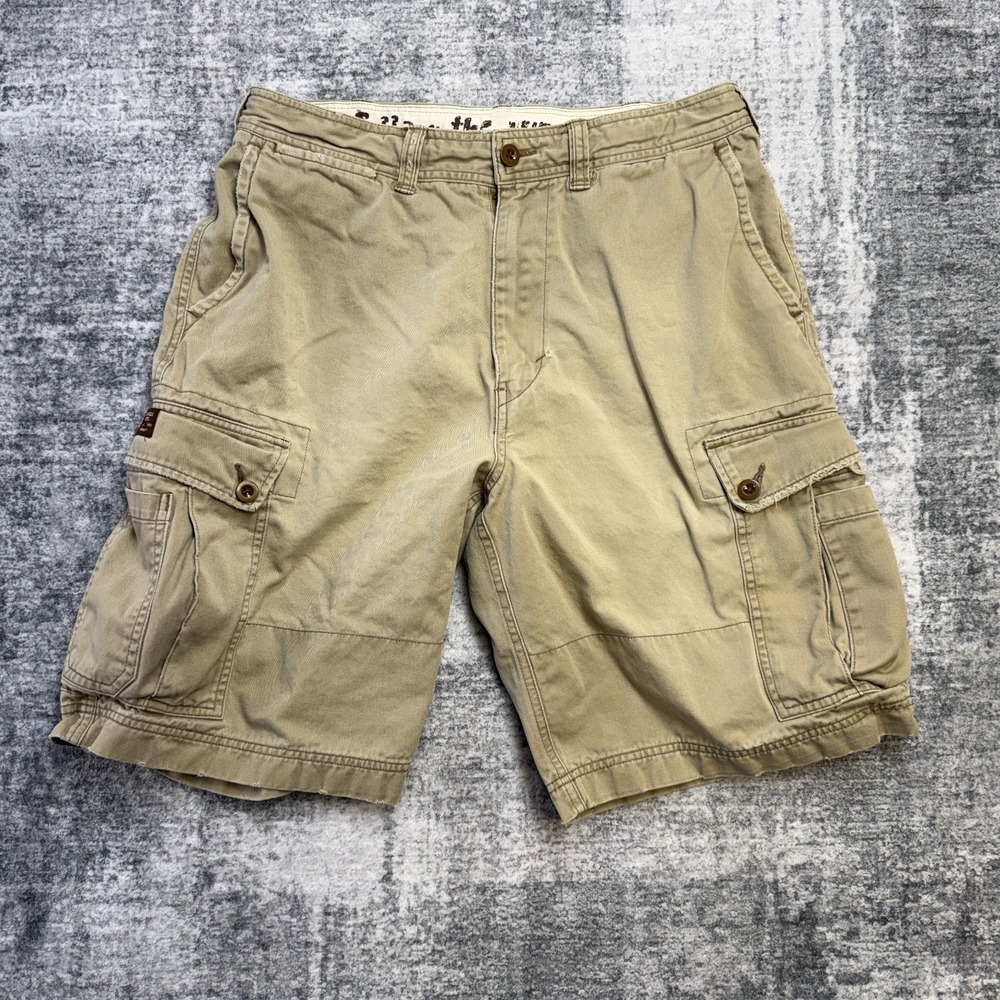 VTG Y2K American Eagle Cargo Shorts Mens 33 Khaki Drawstring Military Utility